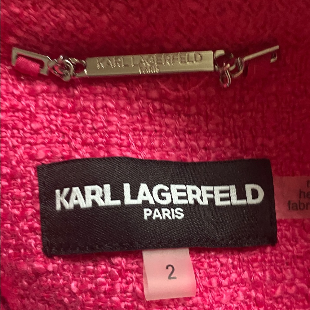 Karl Lagerfeld size 2 pink NWT tweed blazer. - Picture 9 of 14